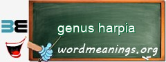 WordMeaning blackboard for genus harpia